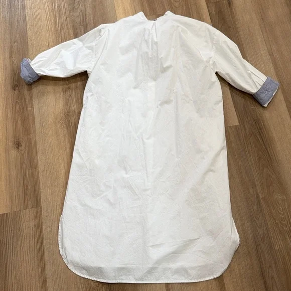 Mer-Sea Essential Collar Shirt Dress White Casual Midi Long Sleeve Small/Medium - Picture 9 of 10